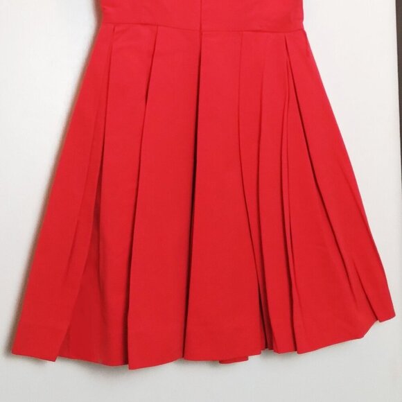 BB Dakota Red Corduroy Sleeveless Scoop Neck Fit & Flare Pleated Dress Sz 6 - Picture 7 of 7